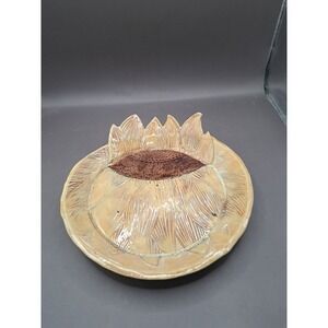 Handmade Pottery By Kenetha G Sunflower Floral Sunshine Plate Trinket Dish